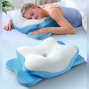 Ergonomic Cooling Odorless Contour Memory Foam Cervical Neck Pillow - Size Queen